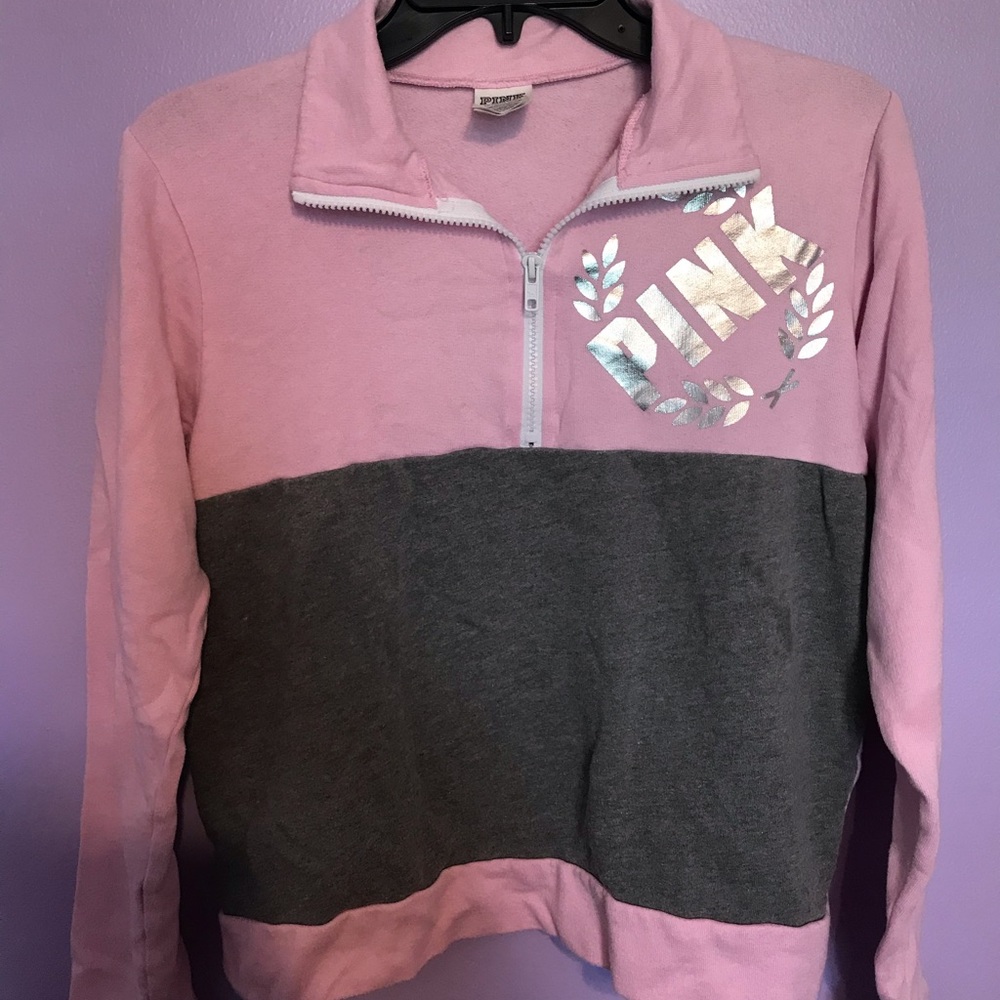Pink color block sweatshirt